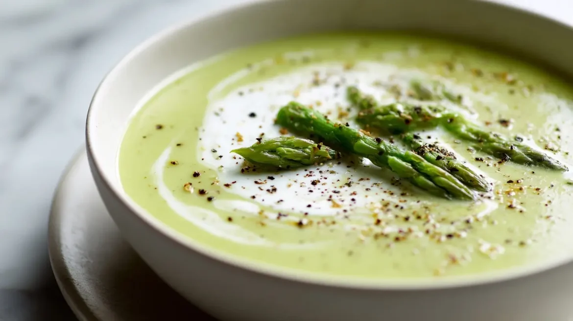 Spargel-Cremesuppe aus der Heißluftfritteuse Leckere Spargel-Cremesuppe frisch aus dem Airfryer.