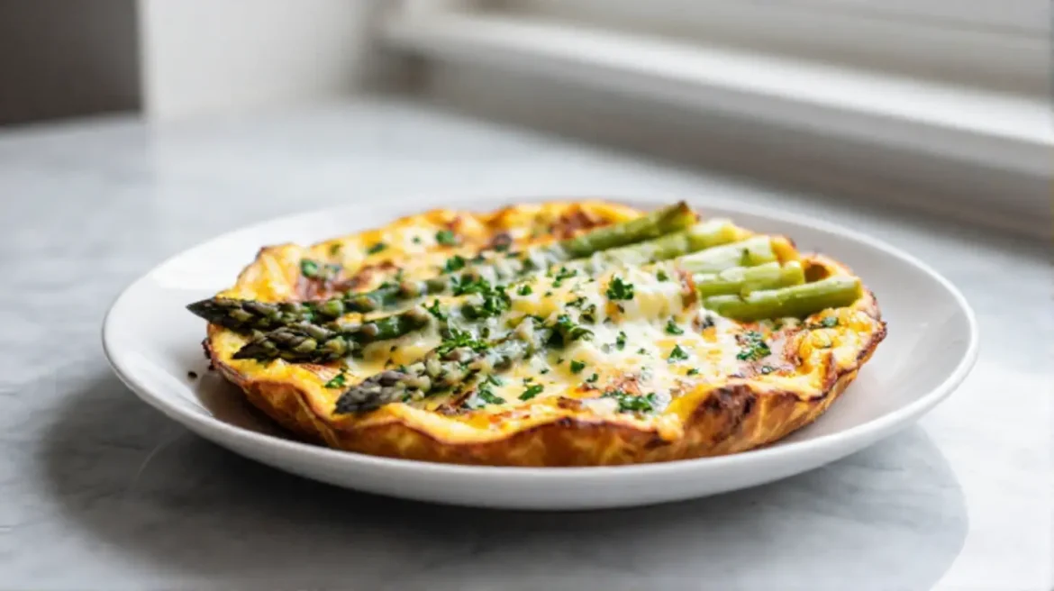 Spargel-Frittata aus der Heißluftfritteuse, ein köstliches Gericht aus frischem Spargel.