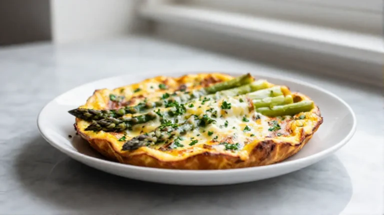 Spargel-Frittata aus der Heißluftfritteuse, ein köstliches Gericht aus frischem Spargel.