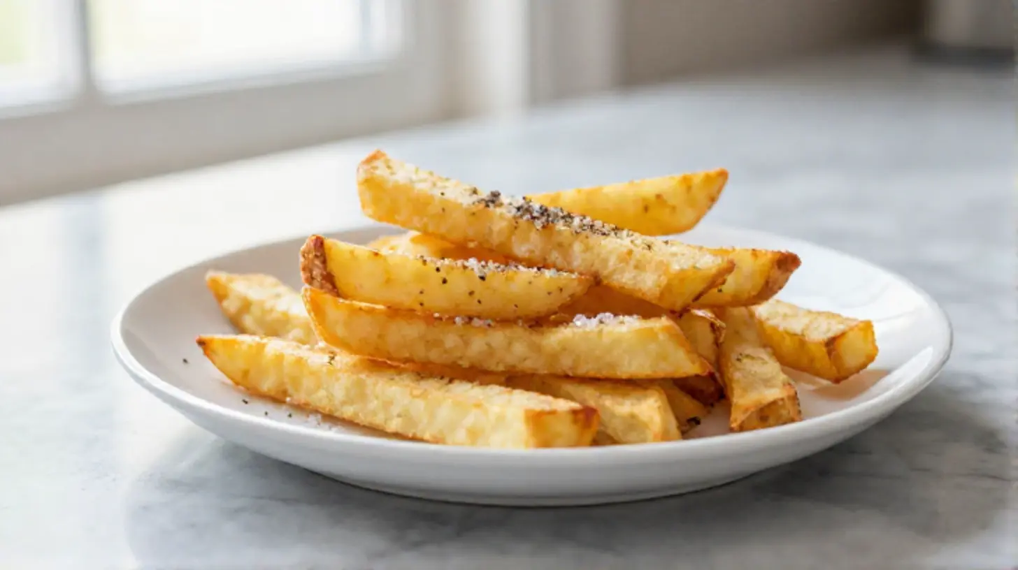 Leckere Steckrüben-Pommes frisch zubereitet im Airfryer.