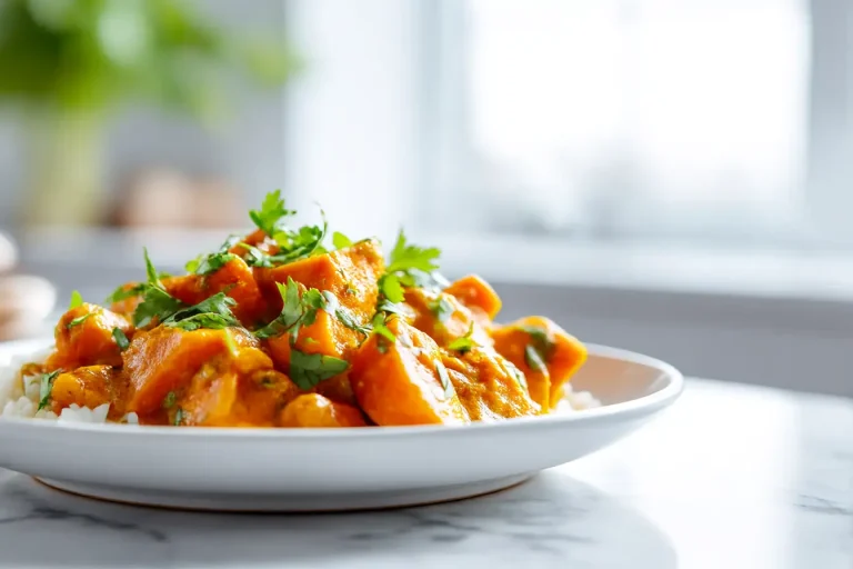 Leckeres Süßkartoffel-Curry aus dem Airfryer zubereitet.