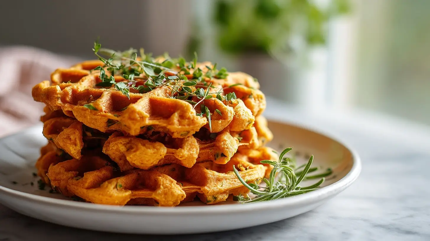 Leckere Süßkartoffelwaffeln aus dem Airfryer, perfekt für jeden Snack-Liebhaber.