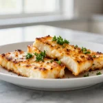 Tandoori-Halloumi aus der Heißluftfritteuse serviert auf einem Teller.