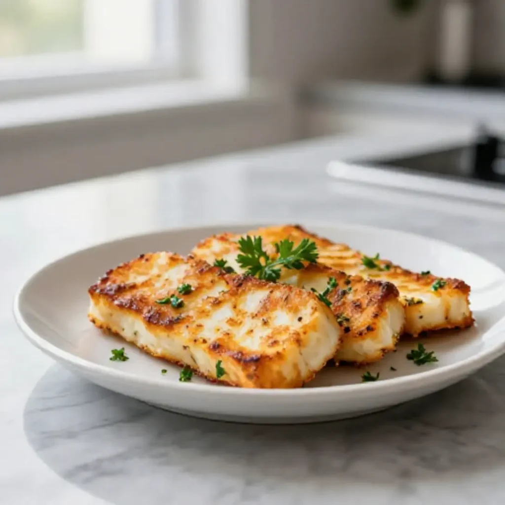 Tandoori-Halloumi aus der Heißluftfritteuse, frisch zubereitet.