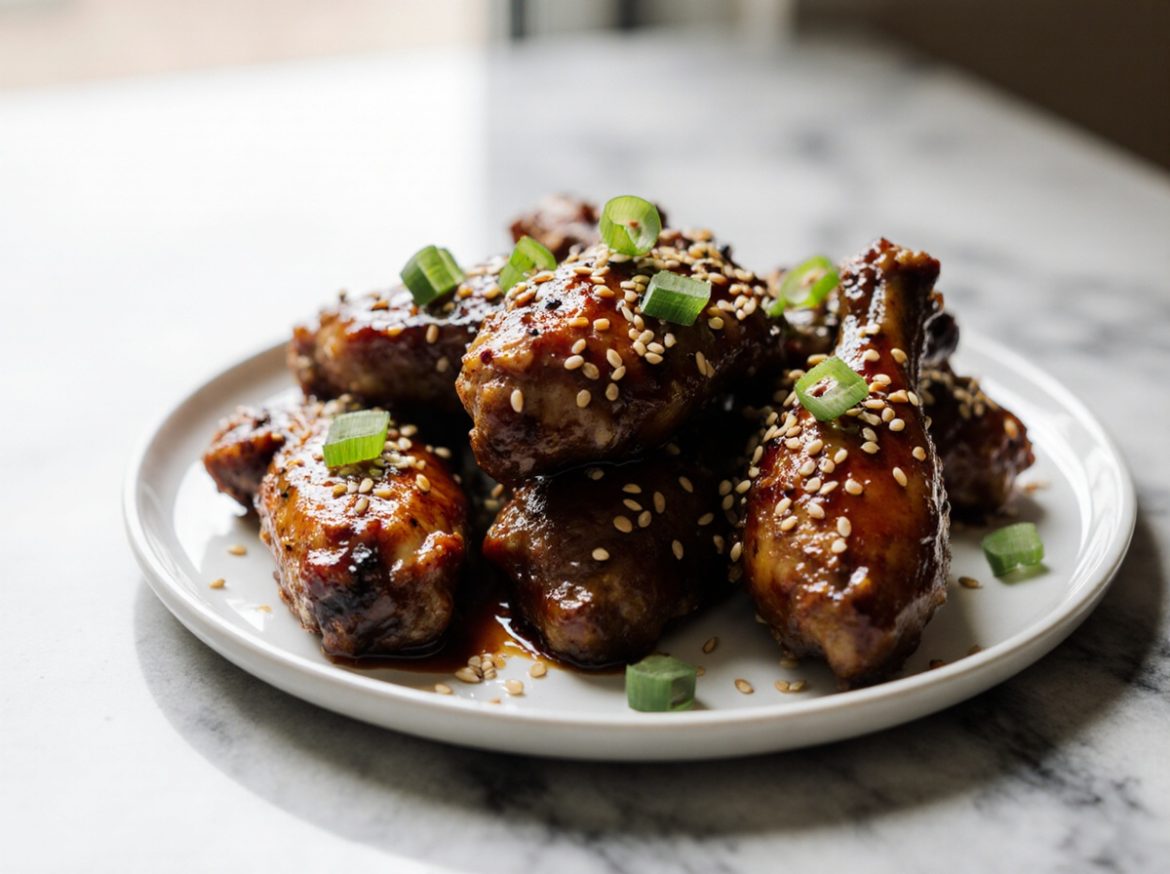 Teriyaki Chicken Wings aus der Heißluftfritteuse sind eine köstliche und knusprige Snack-Option.