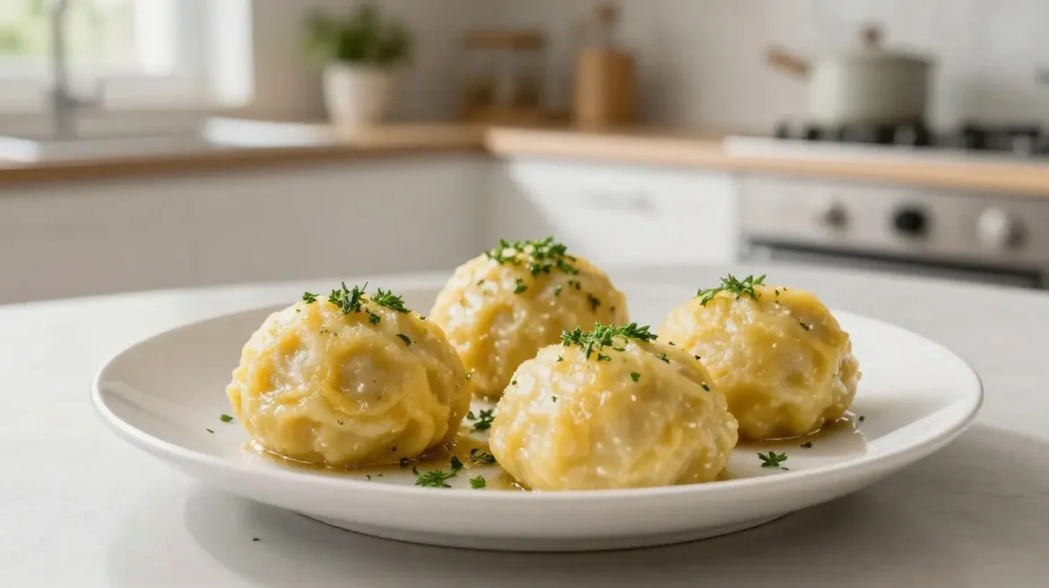 Leckere Thüringer Klöße aus der Heißluftfritteuse, perfekt knusprig und saftig.