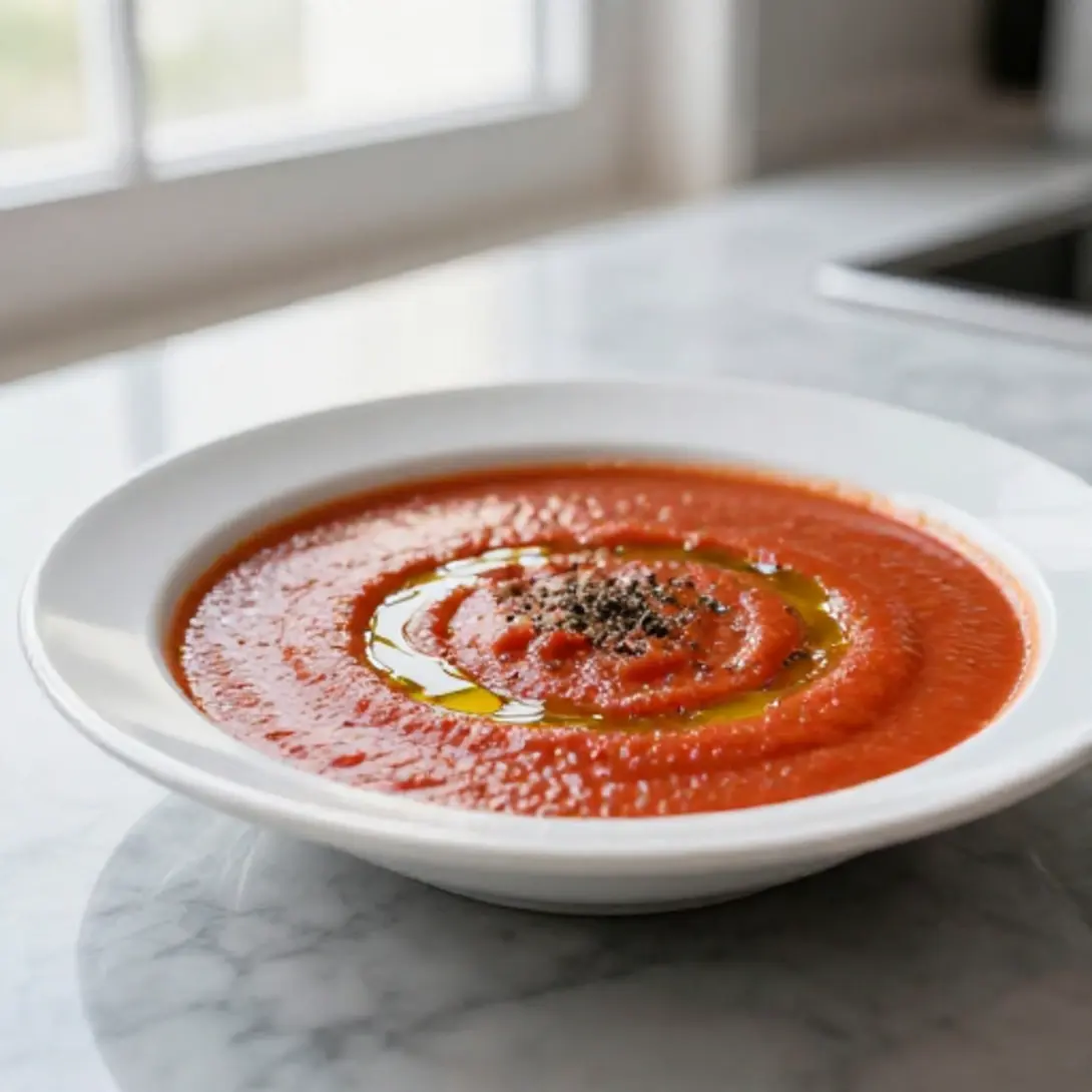 Eine kreative Tomatensuppe aus dem Airfryer.