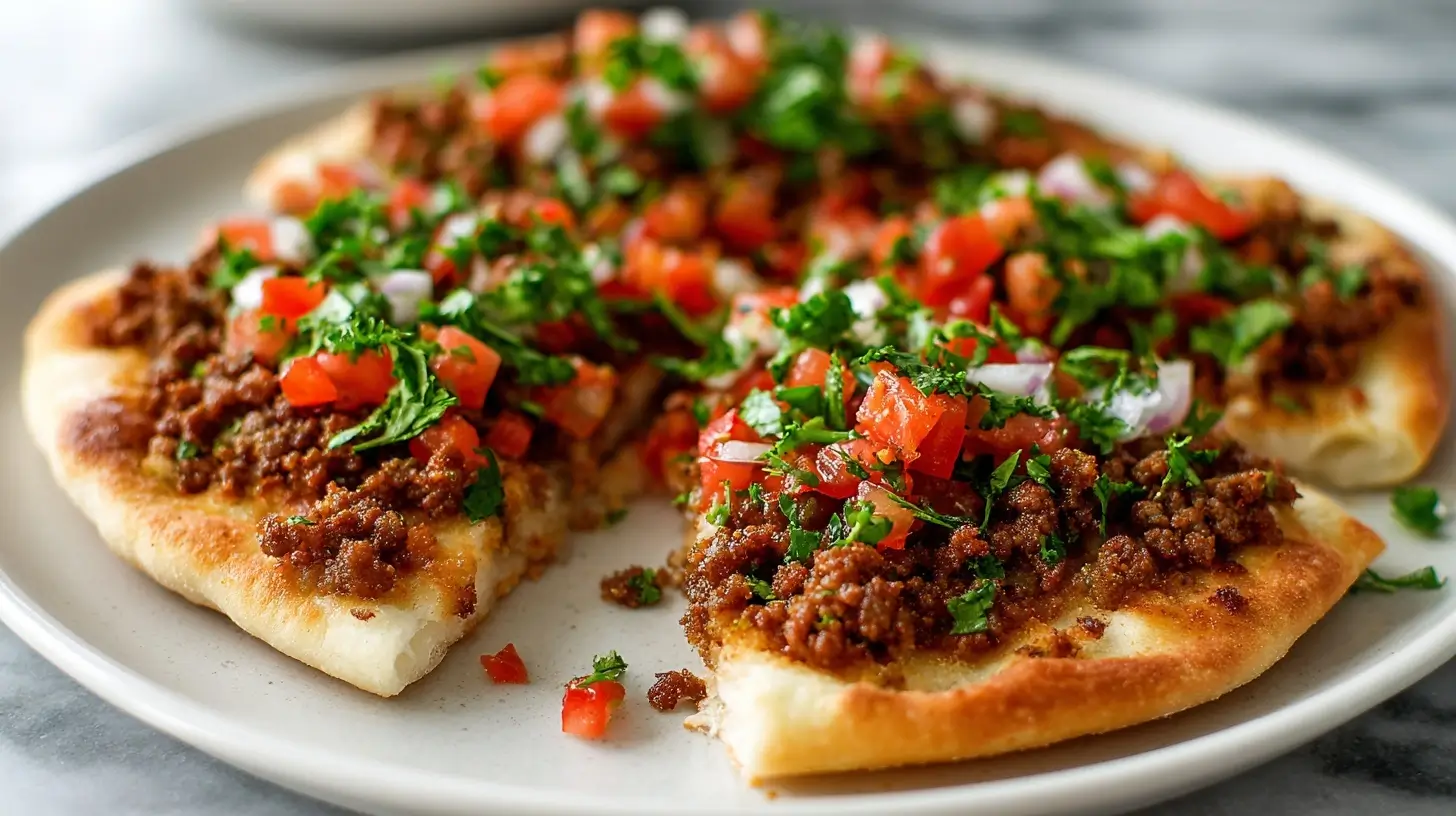 Türkische Lahmacun, lecker und knusprig, in der Heißluftfritteuse zubereitet.