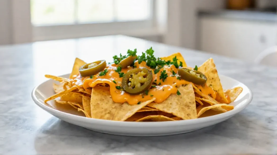 Überbackene Nachos im Airfryer sehen köstlich aus.