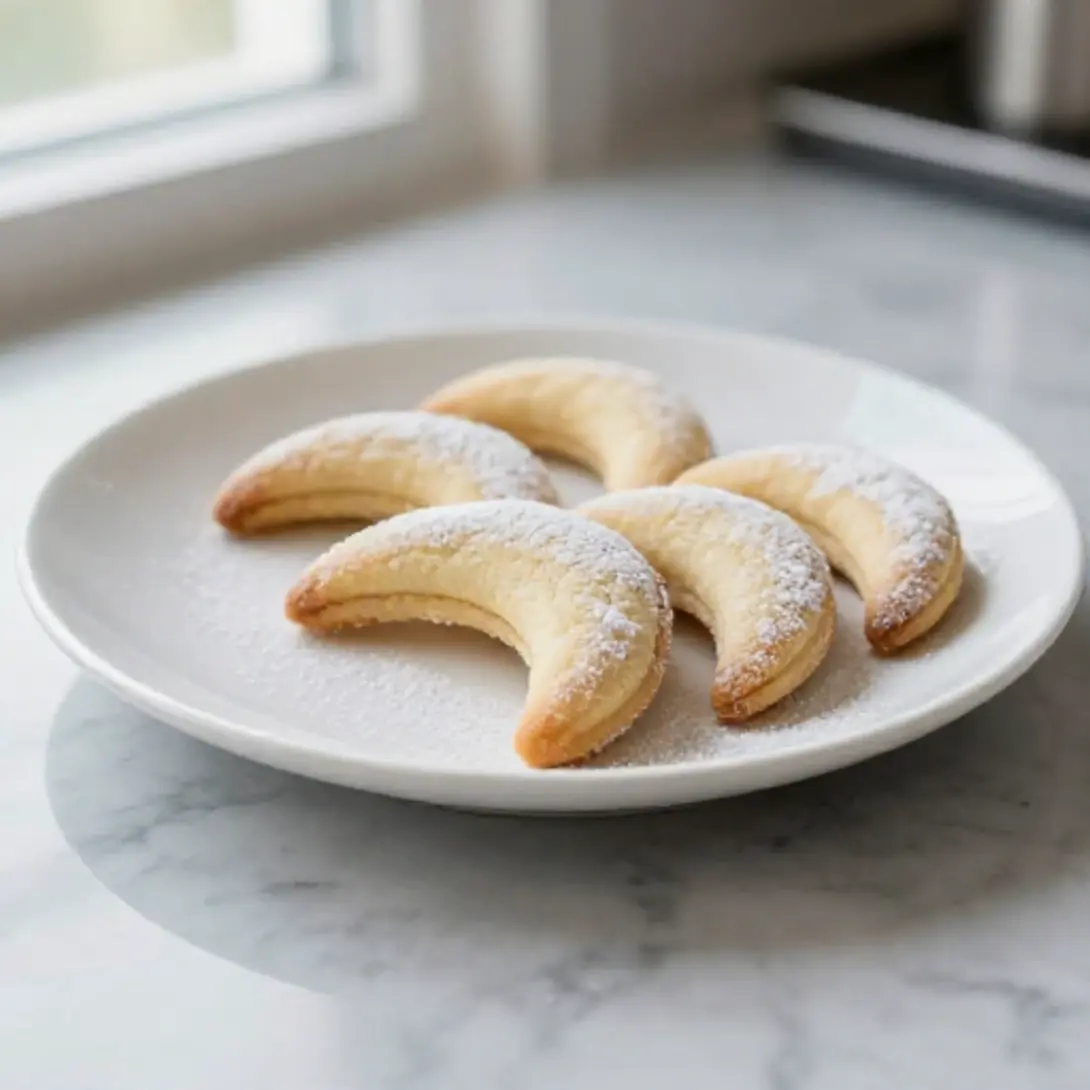 Genussvolle Vanillekipferl aus der Heißluftfritteuse, schnell und einfach gemacht.