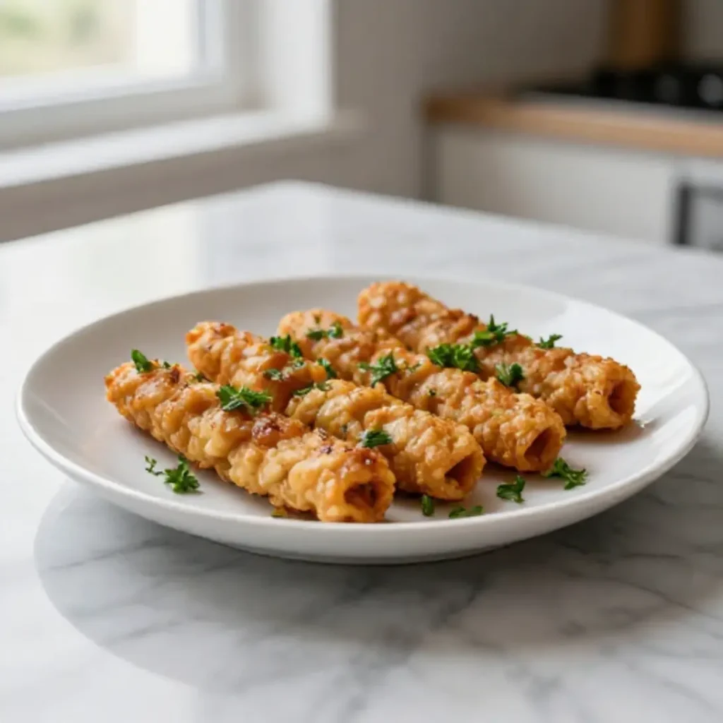 Vegane Cevapcici aus dem Airfryer, frisch zubereitet.