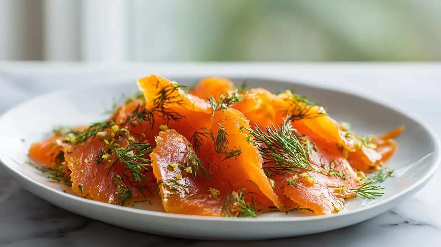 Veganer Lachs aus Karotten, zubereitet in der Heißluftfritteuse.