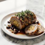 Veganer Weihnachtsbraten im Airfryer - ein festliches Gericht ohne tierische Produkte.