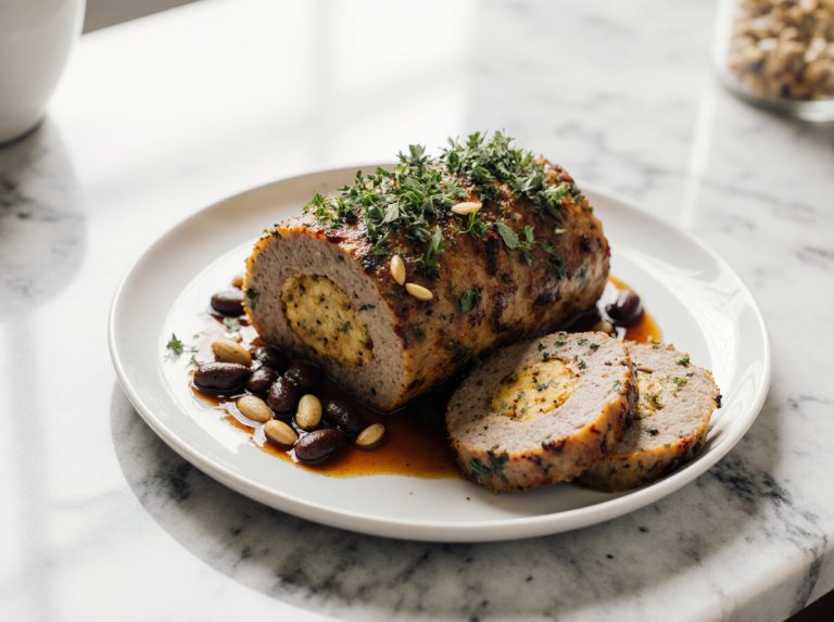 Veganer Weihnachtsbraten im Airfryer - ein festliches Gericht ohne tierische Produkte.