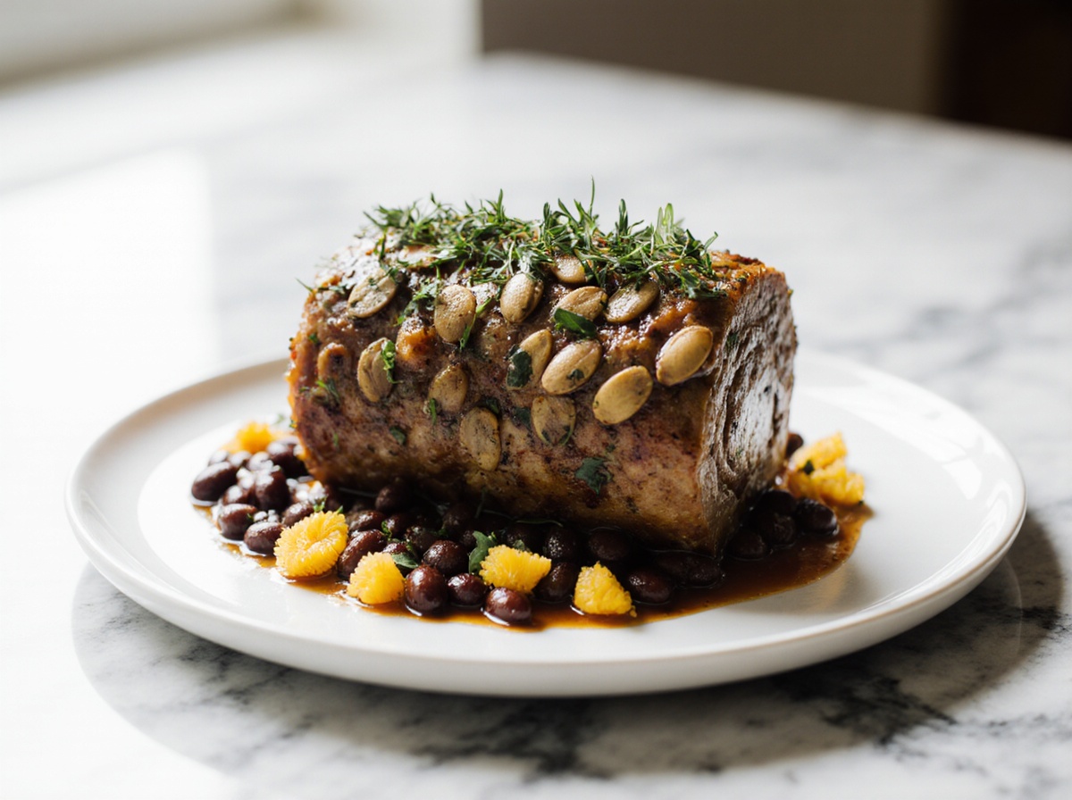 Veganer Weihnachtsbraten in der Heißluftfritteuse, perfekt für die Feiertage.