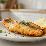 Zartes Welsfilet aus der Heißluftfritteuse mit knuspriger Kruste.