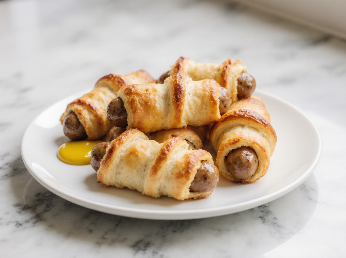 Würstchen im Schlafrock aus der Heißluftfritteuse - ein leckerer Snack für jeden Anlass.