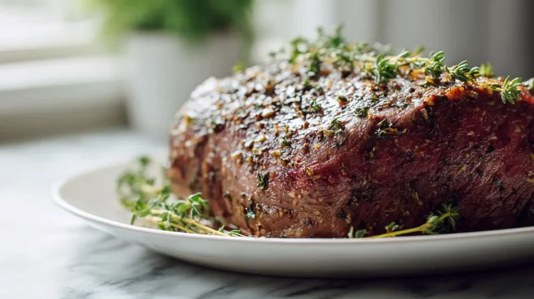 Zarter Rinderbraten im Airfryer zubereitet und serviert.