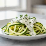 Zoodles mit Ajvar-Frischkäse-Soße, perfektes Gericht aus dem Airfryer.